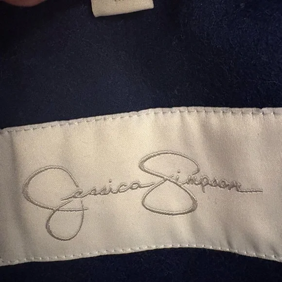 Jessica Simpson Wool Pea Coat Navy Fit Flare Trench Overcoat Classic Style Med - Picture 4 of 13